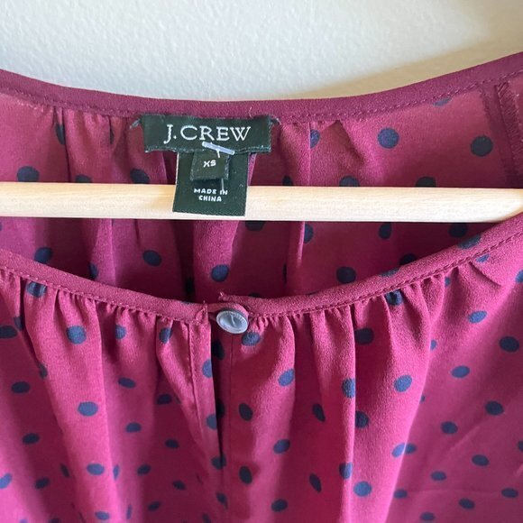 J. Crew Polka Dot Blouse W/ Key Hole & Button Womens Size XS Top Semi Sheer‎ - Picture 2 of 4